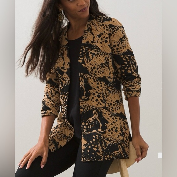 Chico’s Animal Print Jacquard Cardigan - Picture 2 of 12